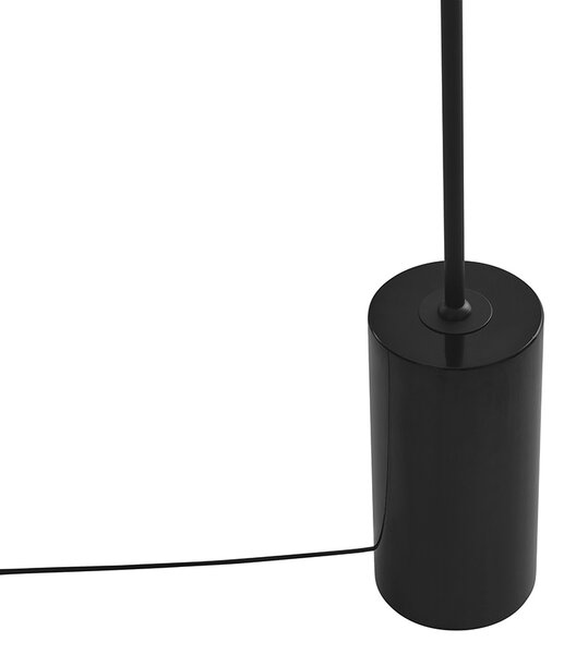Stojací lampa v art deco stylu černá s kouřovým sklem - Rid