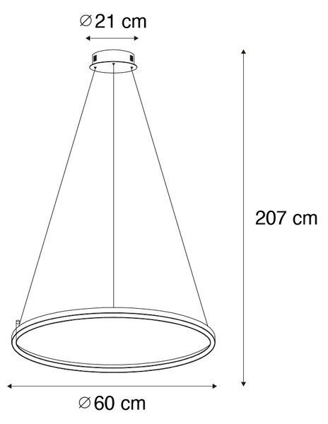 Závěsné svítidlo bronzové 60 cm vč. LED 3-stupňové stmívatelné - Girello
