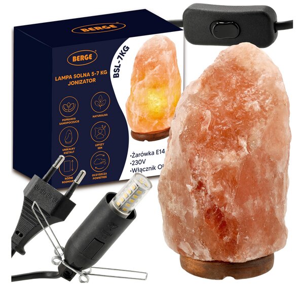 BERGE Solná lampa 5-7kg - Ionizátor / noční lampa