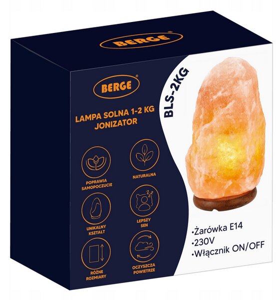 BERGE Solná lampa 1-2kg - Ionizátor / noční lampa