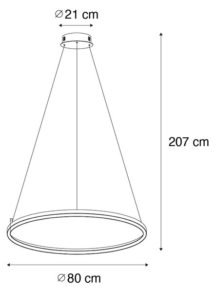Závěsné svítidlo bronzové 80 cm vč. LED s 3-stupňovým stmíváním - Girello