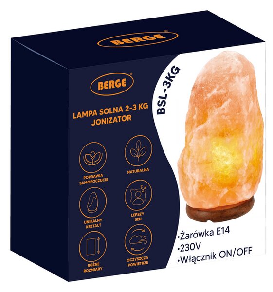 BERGE Solná lampa 2-3kg - Ionizátor / noční lampa