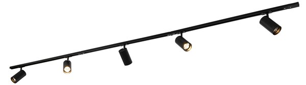 Moderní kolejnicový systém s 5 bodovými světly černý 1-fázový GU10 70mm - Iconic Jeana Luxe
