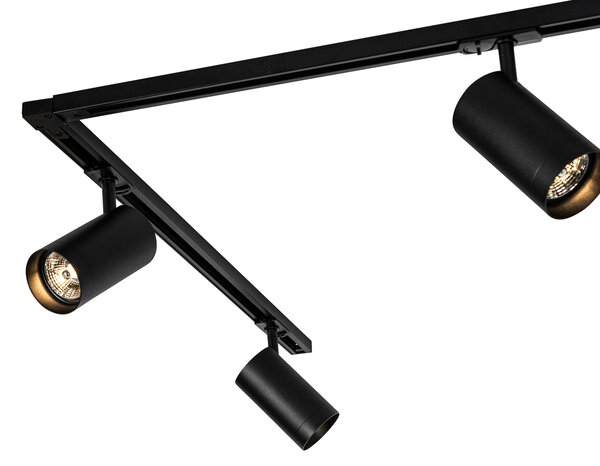 Moderní kolejnicový systém s 5 bodovými světly černý 1-fázový GU10 70mm - Iconic Jeana Luxe