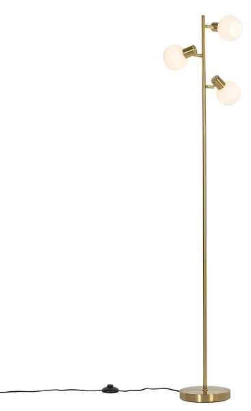 Stojací lampa zlatá s opálovým sklem 3-světlo nastavitelná - Anouk