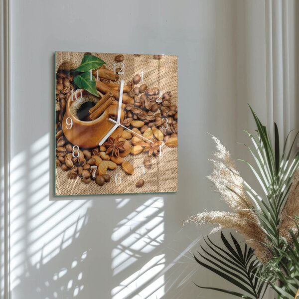 Skleněné hodiny Skořicové mandle zskb-30x30-00086265