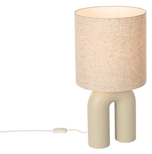 Designová stolní lampa béžová s lněným stínítkem béžová - Lotti