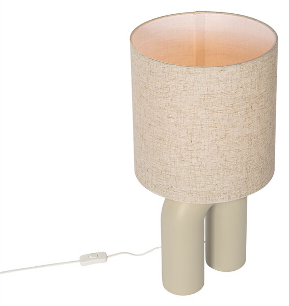 Designová stolní lampa béžová s lněným stínítkem béžová - Lotti