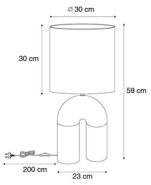 Designová stolní lampa zelená s bílým lněným stínítkem - Lotti