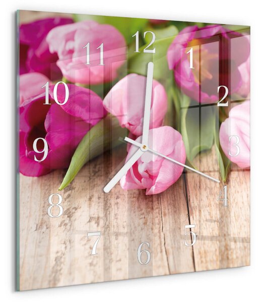 Skleněné hodiny Tulipány zskb-30x30-00087127