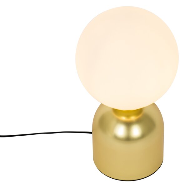 Stolní lampa v hotelovém stylu zlatá s opálovým sklem - Pallon Trend