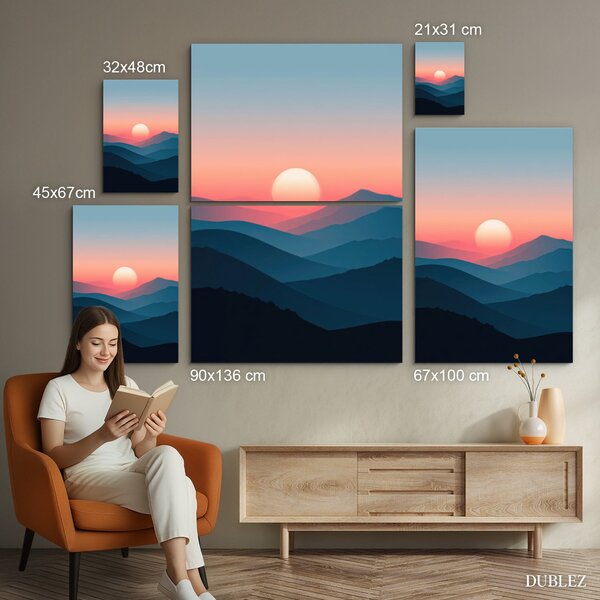 DUBLEZ | Minimalistický obraz hor - Posledné lúče | UV tisk, Premium