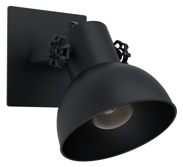 Eglo 43431 BARNSTAPLE 1 - Nástěnná nebo stropní industriální bodovka v černé barvě 1 x E27 (Industriální náklopné bodové svítidlo na zeď nebo na strop)