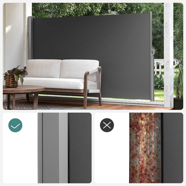 SONGMICS Boční markýza zatahovací tmavě šedá 160x450 cm
