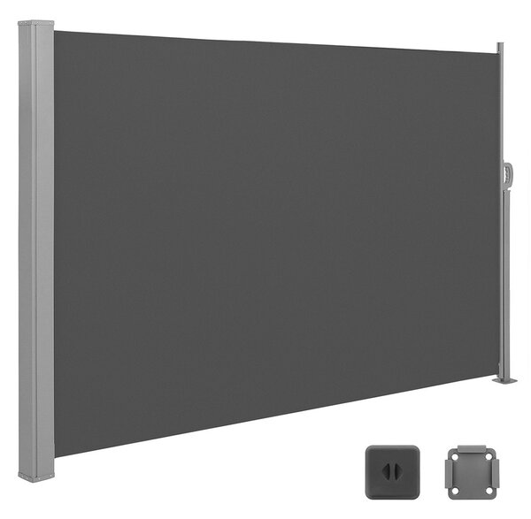 SONGMICS Boční markýza zatahovací tmavě šedá 160x450 cm