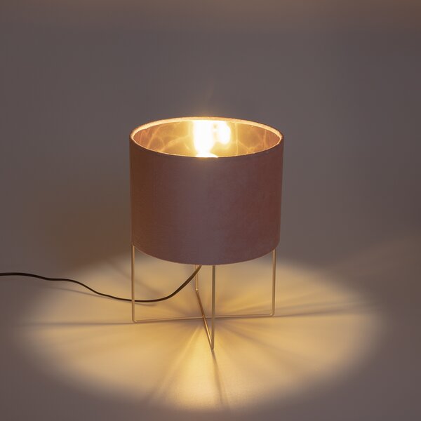 Moderní stolní lampa růžová se zlatem - Rosalina