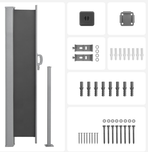 SONGMICS Boční markýza zatahovací tmavě šedá 160x450 cm