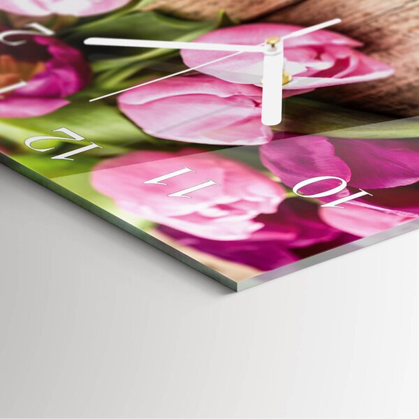 Skleněné hodiny Tulipány zskb-30x30-00087127