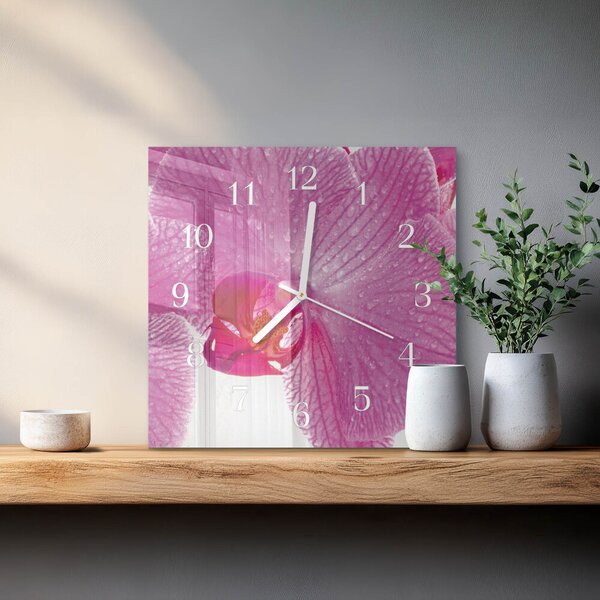 Skleněné hodiny Orchidej zskb-30x30-00086356