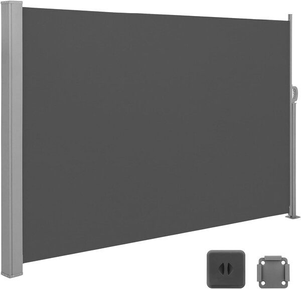 SONGMICS Boční markýza zatahovací tmavě šedá 160x300 cm