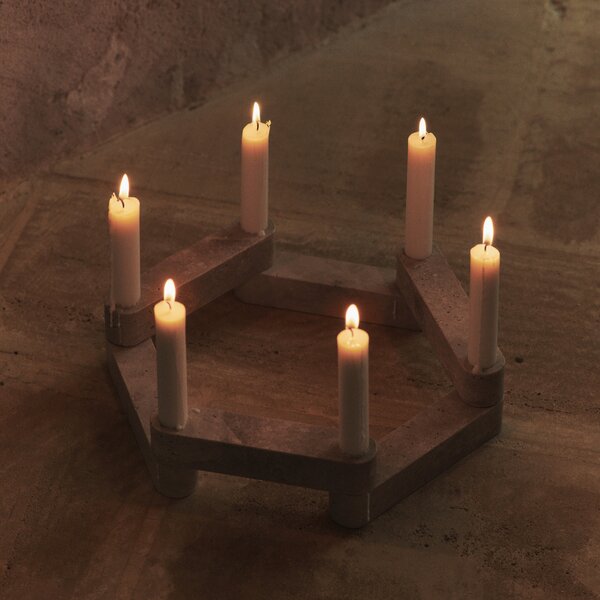 FERM LIVING Modulární svícen Newel, Travertine