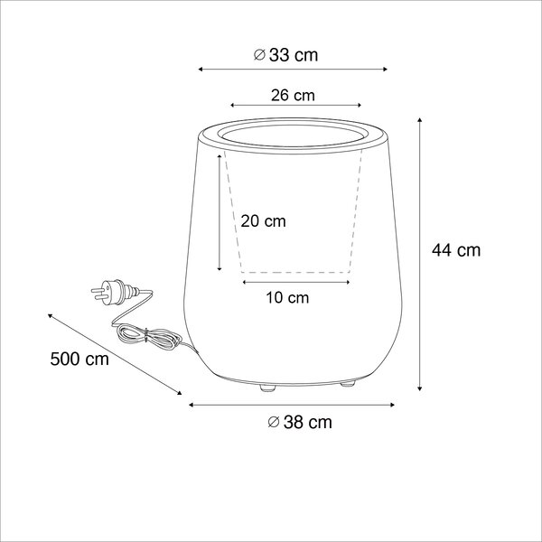 Venkovní stojací lampa květináč bílá IP44 - Flowerpot