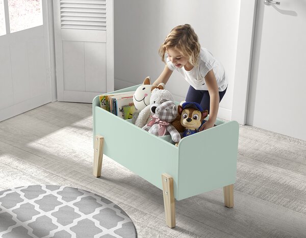 Mátově zelený lakovaný úložný box na hračky Vipack Kiddy 39 x 80 cm