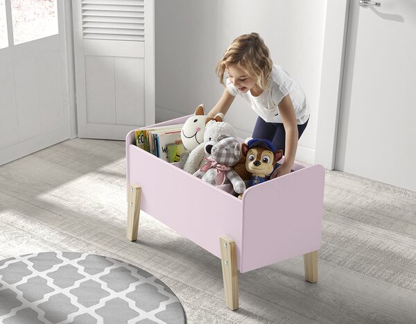 Růžový lakovaný úložný box na hračky Vipack Kiddy 39 x 80 cm