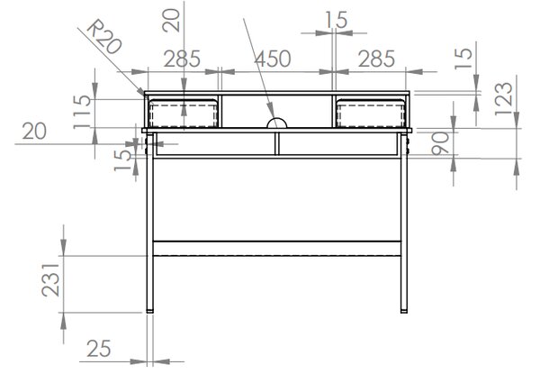 Bílý lakovaný psací stůl Vipack Kiddy 60 x 110 cm