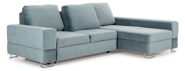 Rohová sedací souprava pravá strana do obývacího pokoje Leni - šedý samet hydrofobowy Evita 09