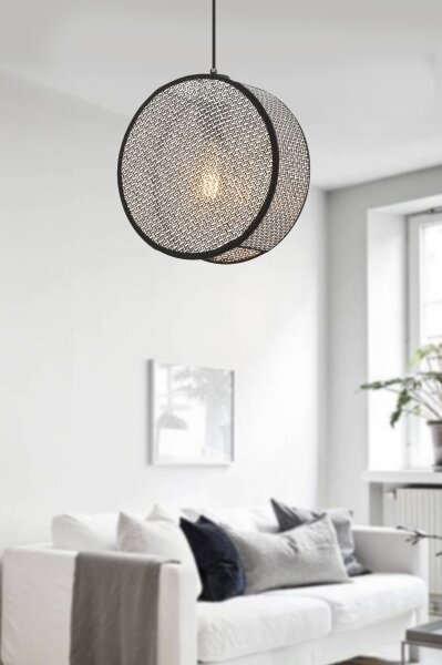 Lustr na lanku BIG DRUM 1xE27/60W/230V šedá/černá