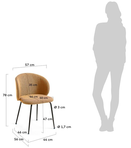 Hořčicově žlutá látková jídelní židle Kave Home Minna