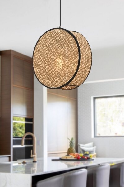 Lustr na lanku BIG DRUM 1xE27/60W/230V hnědá/černá