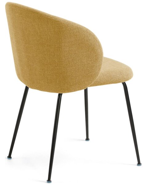 Hořčicově žlutá látková jídelní židle Kave Home Minna