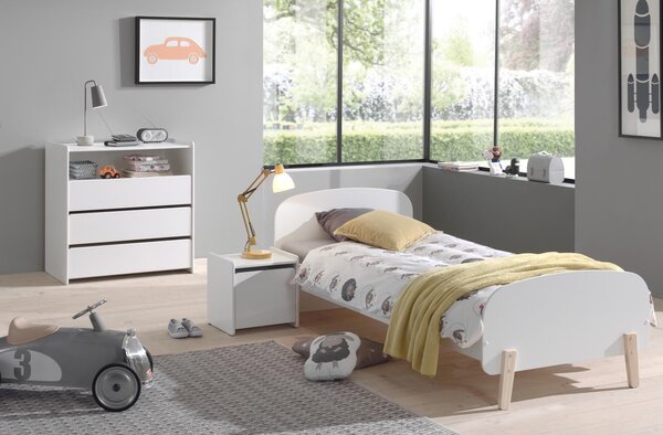 Bílá lakovaná dětská postel Vipack Kiddy 90x200 cm