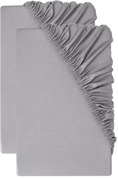 Livarno® Sada žerzejových napínacích prostěradel, 90–100 x 200 cm, 2dílná, šedá (800013266)