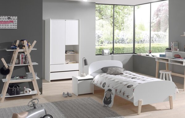 Bílá lakovaná dětská postel Vipack Kiddy 90x200 cm