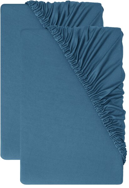 Livarno® Sada žerzejových napínacích prostěradel, 90–100 x 200 cm, 2dílná, modrá (800013265)