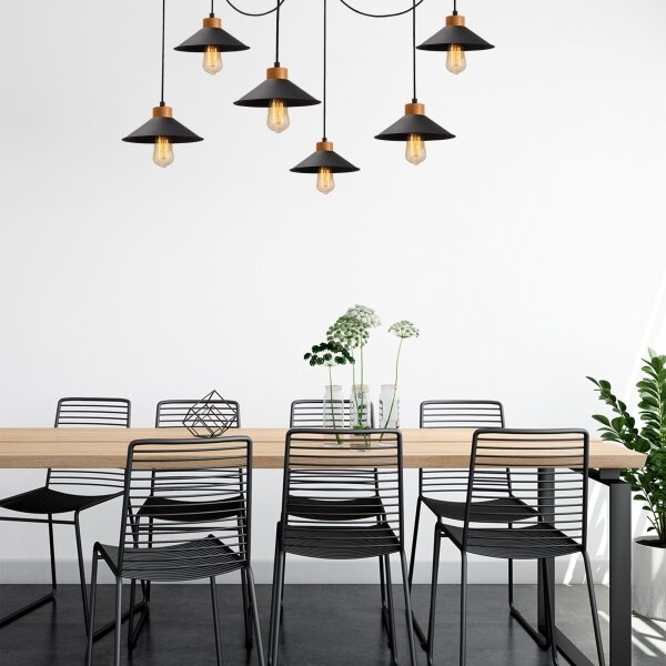 Lustr na lanku MANAVGAT 6xE27/40W/230V pavouk černá/hnědá