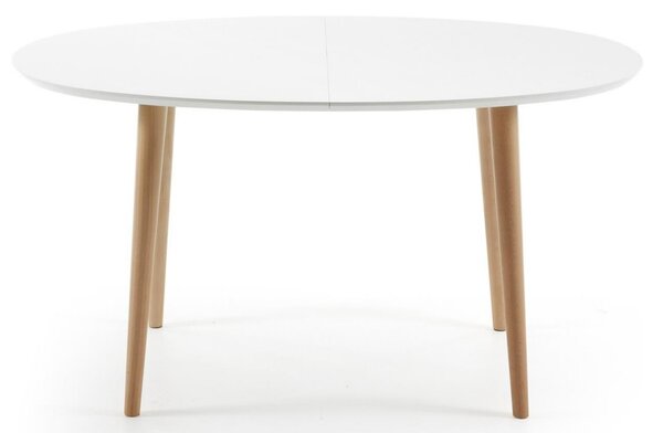 Bílý lakovaný rozkládací jídelní stůl Kave Home Oqui 140/220 x 90 cm