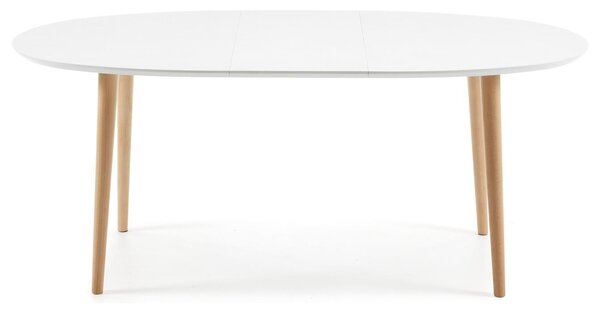 Bílý lakovaný rozkládací jídelní stůl Kave Home Oqui 140/220 x 90 cm