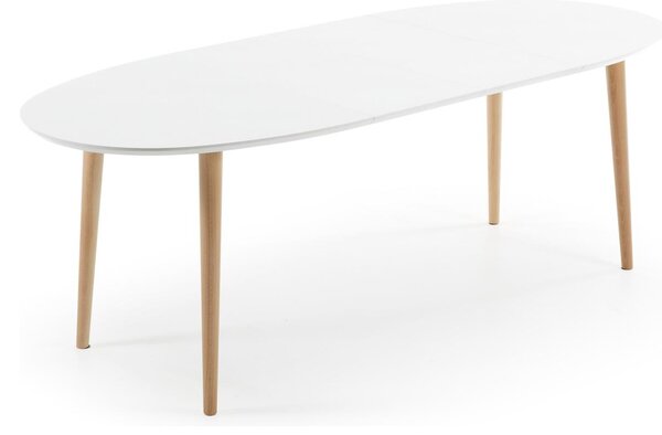 Bílý lakovaný rozkládací jídelní stůl Kave Home Oqui 140/220 x 90 cm