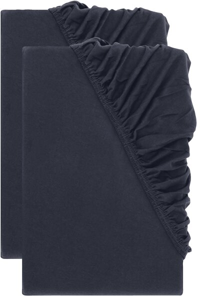 Livarno® Sada žerzejových napínacích prostěradel, 90-100 x 200 cm, 2dílná, tmavě modrá (800013278)