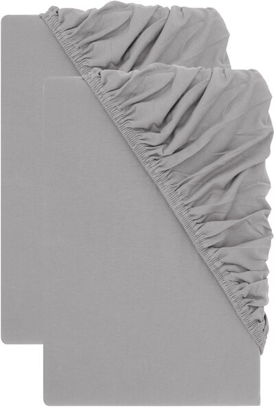 Livarno® Sada žerzejových napínacích prostěradel, 90-100 x 200 cm, 2dílná, šedá (800013277)
