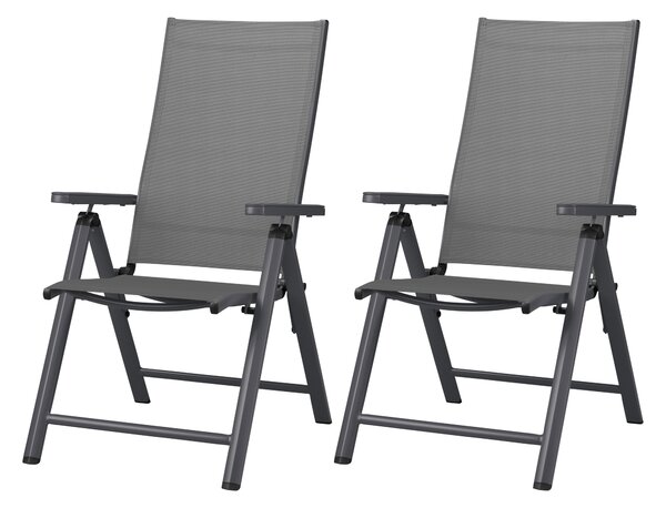 Livarno® Hliníkové polohovací křeslo Houston, antracitová, 2 kusy (100400703)