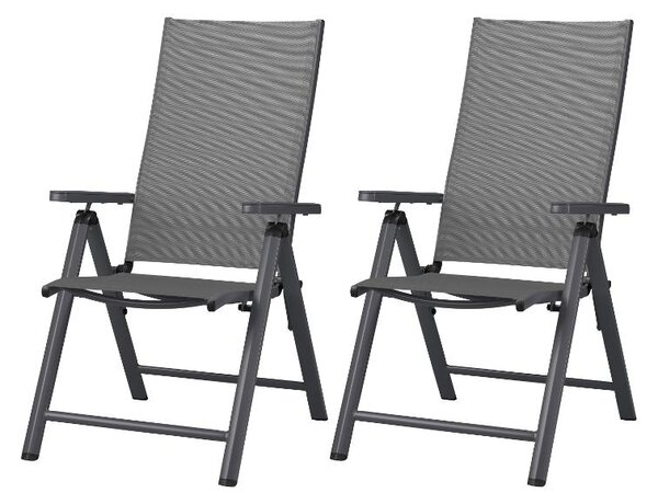 Livarno® Hliníkové polohovací křeslo Houston, antracitová, 2 kusy (100400703)