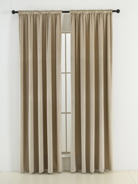 MK Lůžkoviny Sametové zatemňovací závěsy Cesar přírodní - 140 x 160 cm (2ks) - řasící stuha