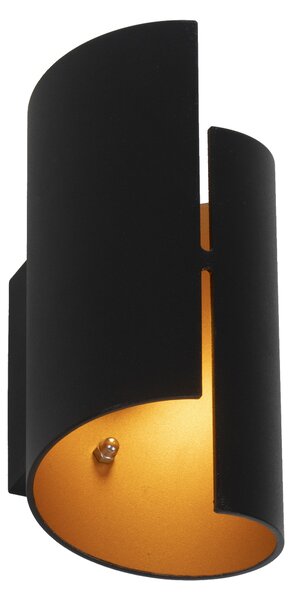 Chytrá nástěnná lampa černá se zlatým interiérem včetně Wifi G9 - Faldo
