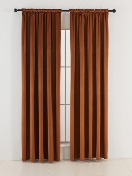 MK Lůžkoviny Sametové zatemňovací závěsy Cesar terakota - 140 x 160 cm (2ks) - řasící stuha