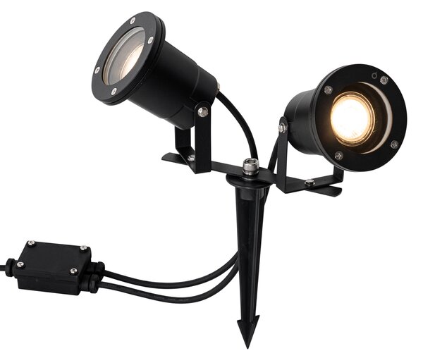 Moderní zahradní reflektor černý vč. kabelu a zástrčky 150cm 2-světla IP65 - Basic
